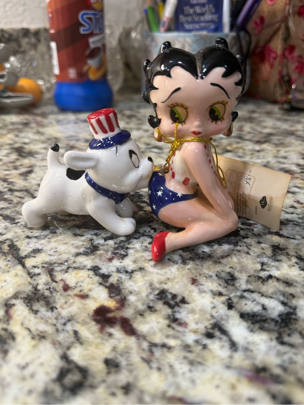 Betty Boop Patriotic 2009 Salt & Pepper Shaker in Red, White, Blue & Black